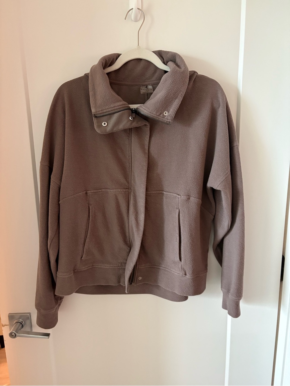 Danskin Taupe Relaxed Teddy Fleece Jacket